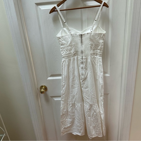 Reformation White Sleeveless tank midi Dress smocked drop waist 6 - Picture 8 of 9